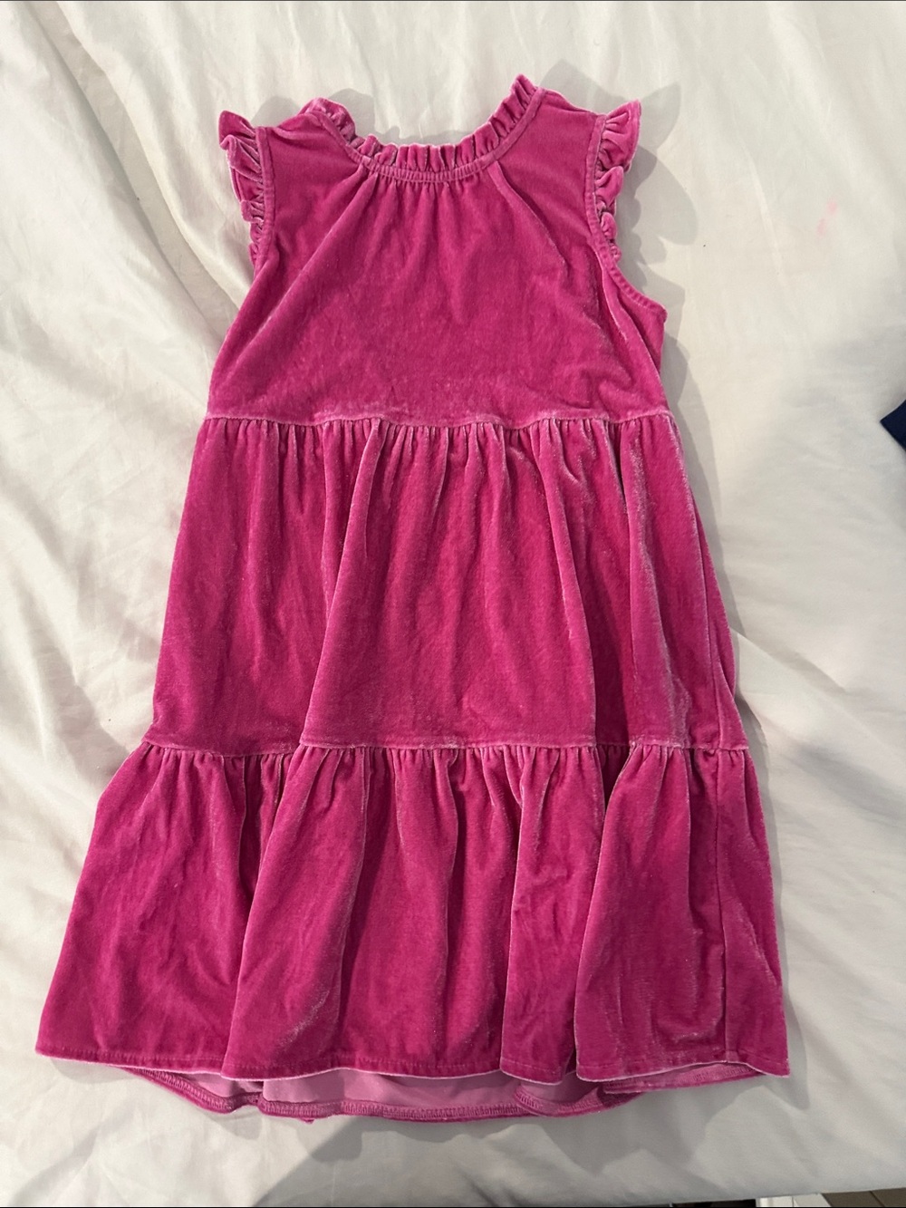 Crewcuts Hot Pink Velvet Ruffle Tiered Dress